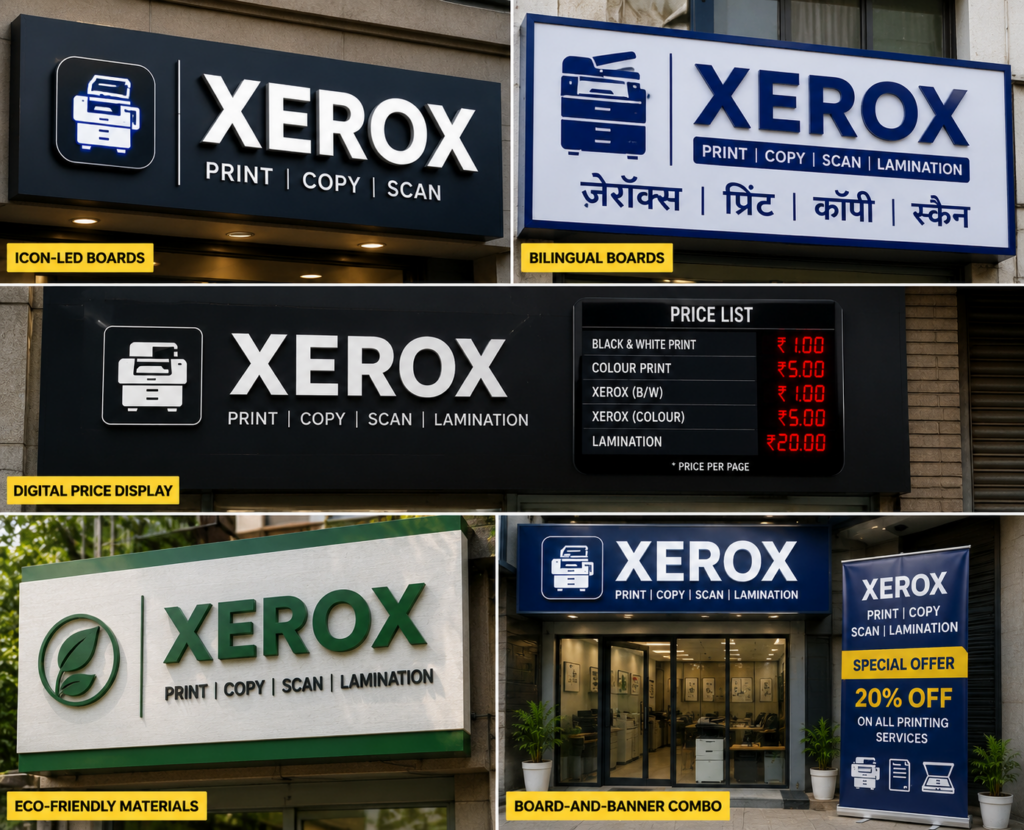 Xerox board design ideas featuring modern signage concepts