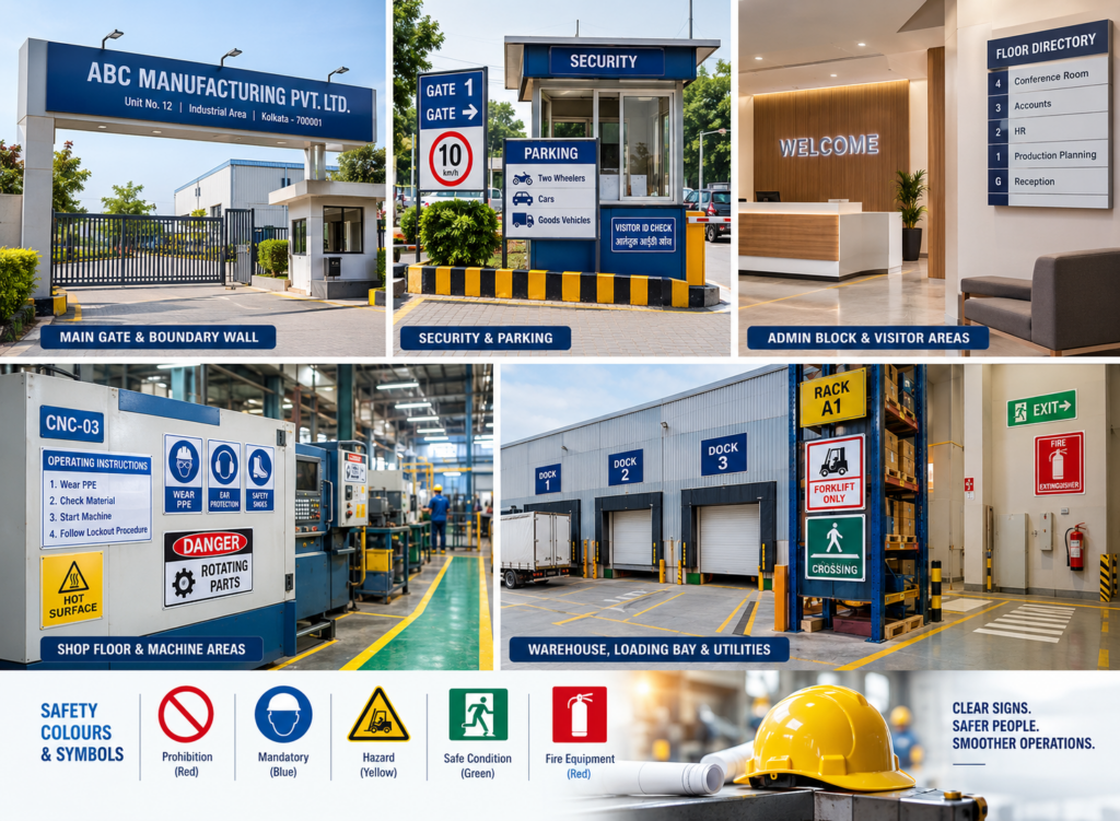 factory sign boards