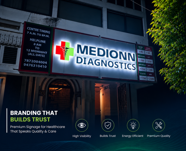 medical shop board design in india